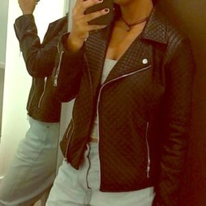 F21 quilted leather jacket